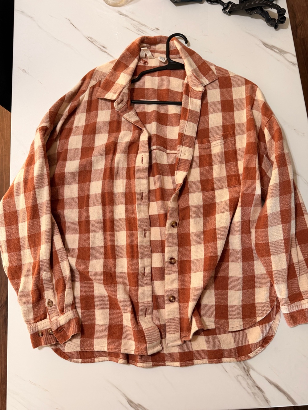Roxy Rust and Cream Plaid Button-Down Shirt